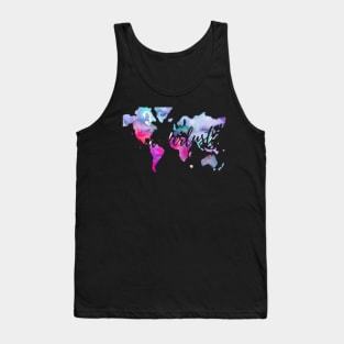 Wanderlust Watercolor Map Tank Top